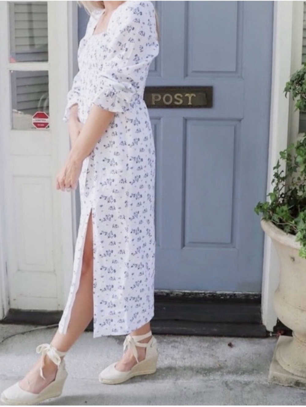 House of Harlow 1960 Floral Toile Linen Blend Smocked Midi Dress XS $348 - Picture 4 of 9